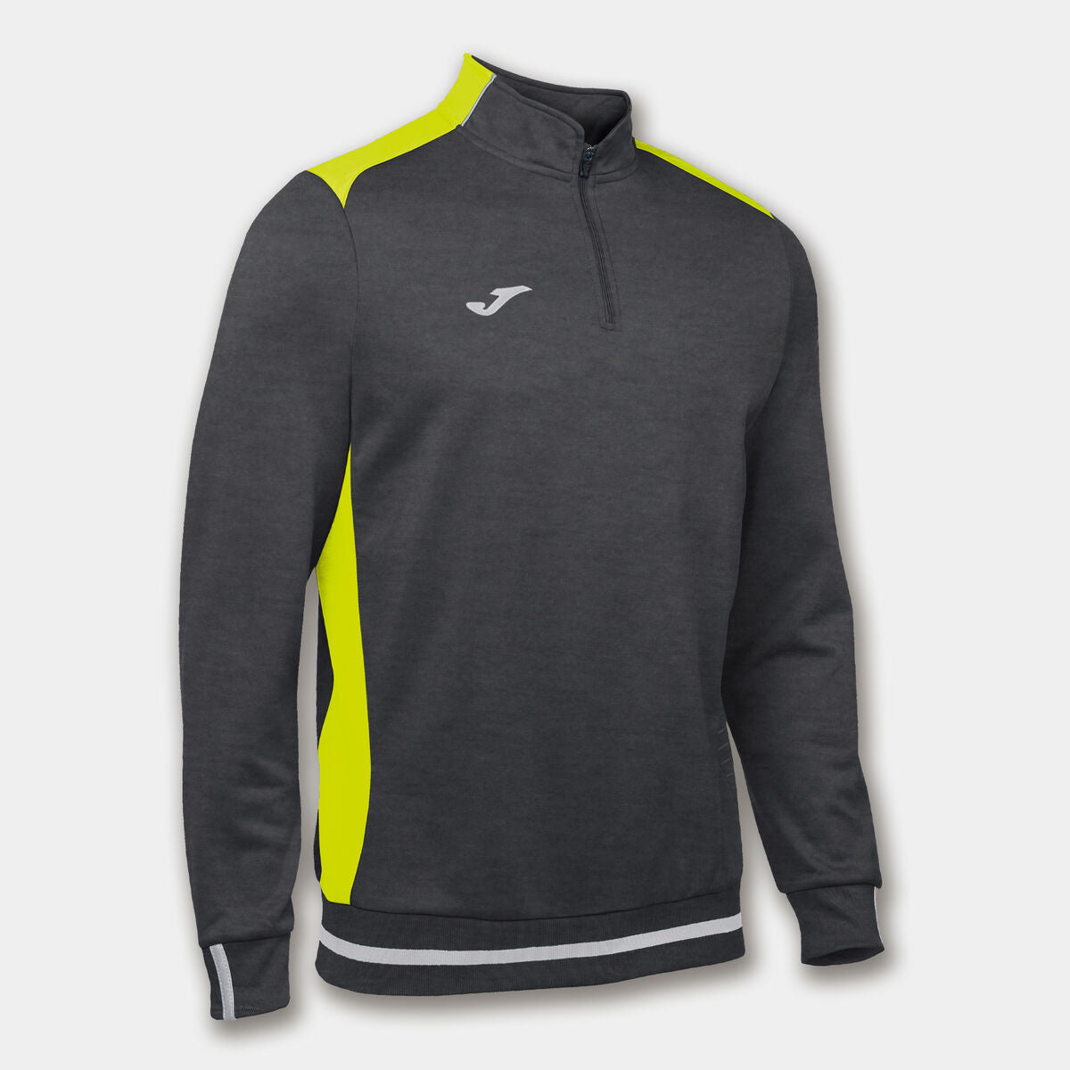 Sweat demi-zip Joma Campus II gris chiné/jaune, réf. 100421.159 – vue de face