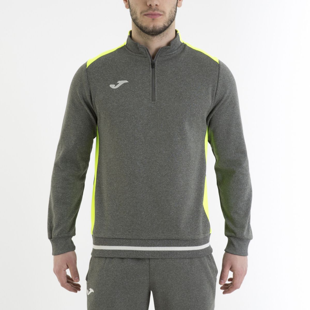 Sweat demi-zip Joma Campus II gris chiné/jaune, réf. 100421.159 – deuxième vue