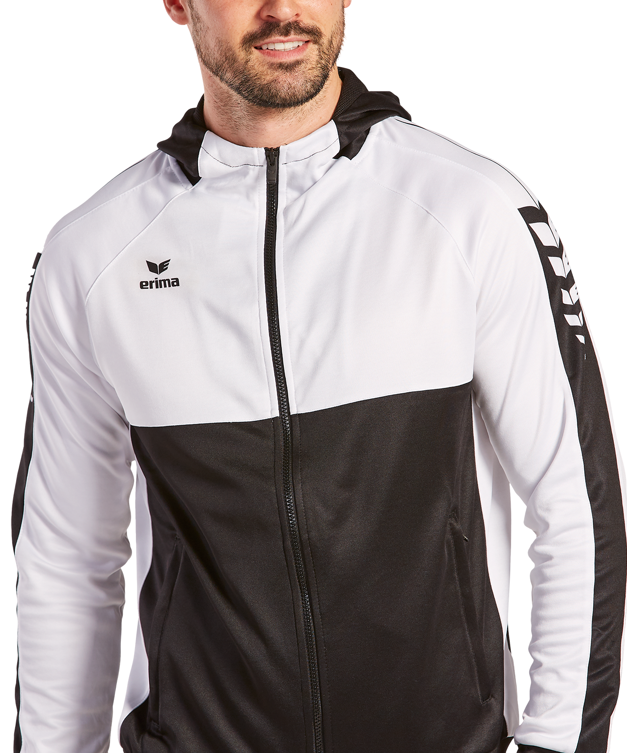 Veste à capuche Erima Six Wings noir/blanc – porté