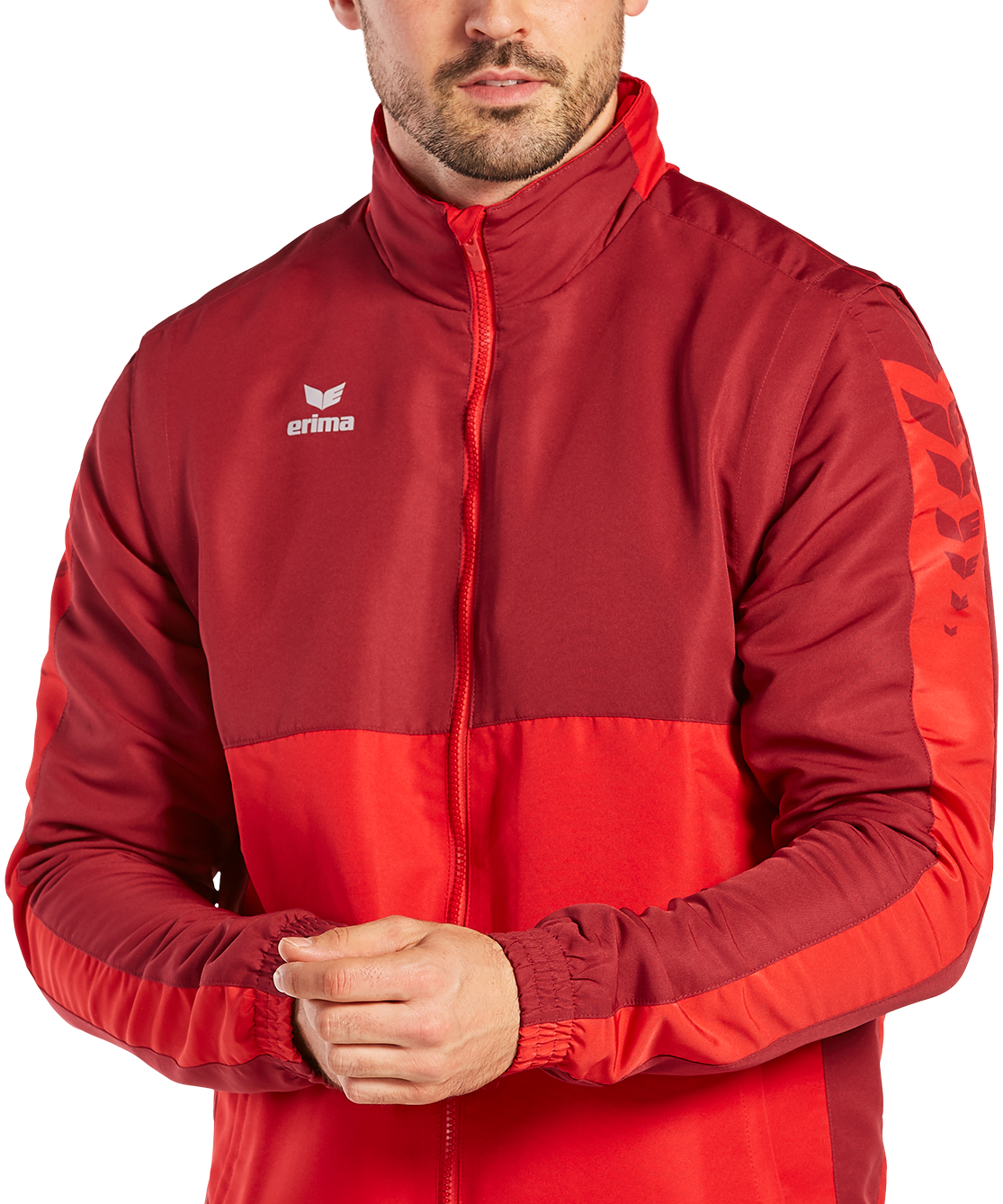 Veste Erima Six Wings manches amovibles rouge/bordeaux – porté