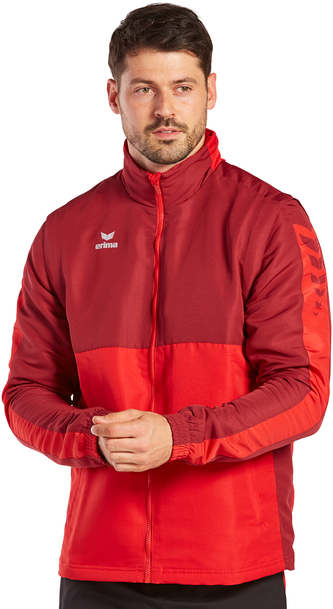 Veste Erima Six Wings manches amovibles rouge/bordeaux – porté