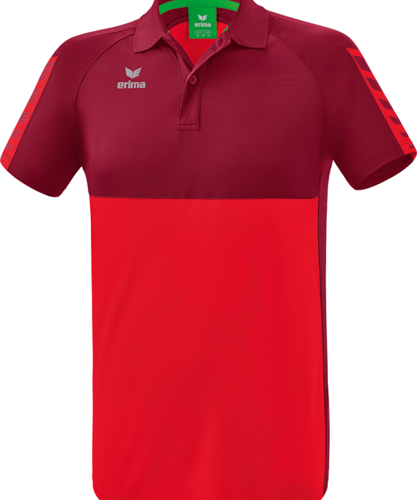 Polo fonctionnel Erima Six Wings rouge/bordeaux – vue de face