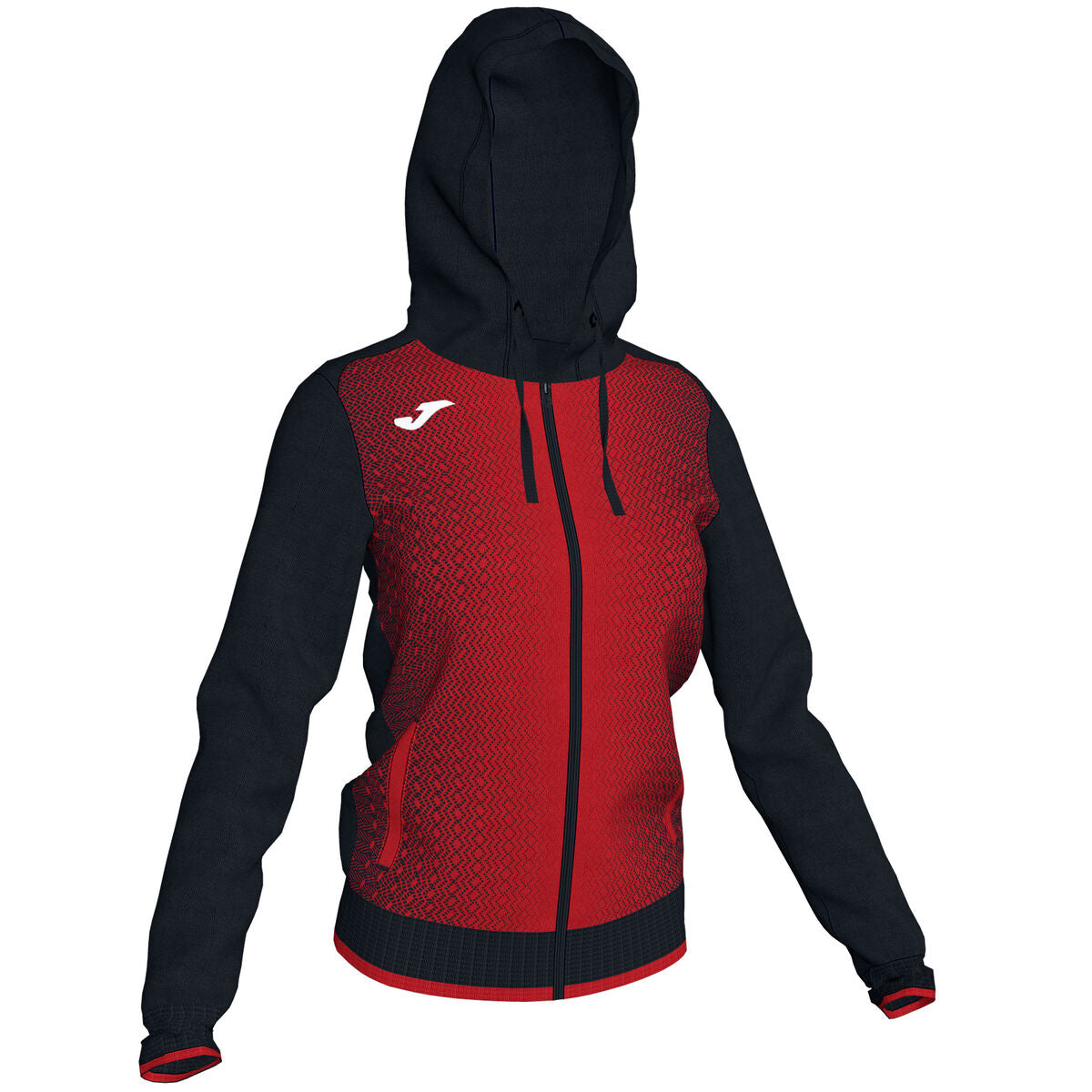 Veste à capuche Joma Supernova femme noir/rouge, réf. 900891.106 – vue de face