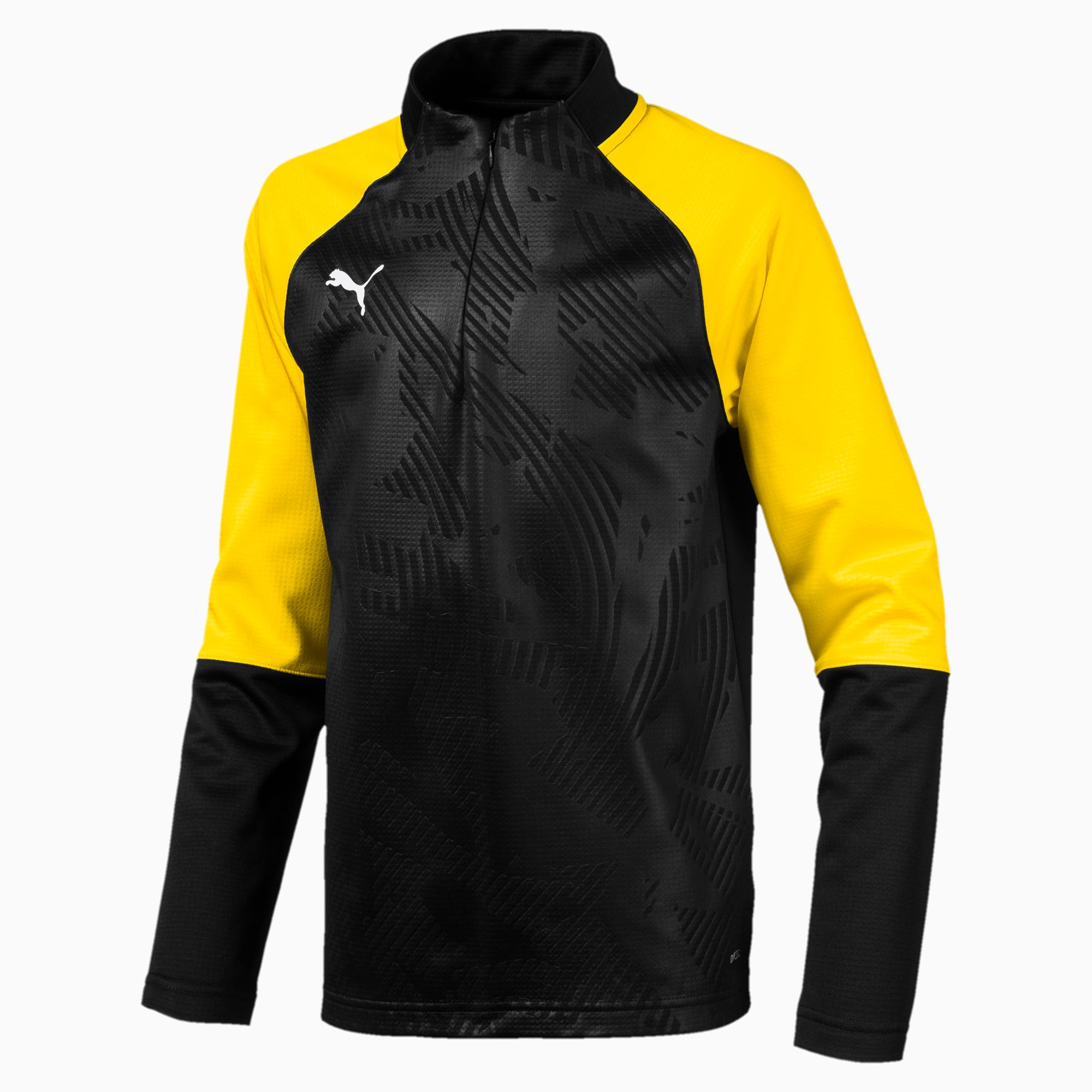 Sweat 1/4 zip Puma CUP Training Core enfant noir et jaune – vue de face