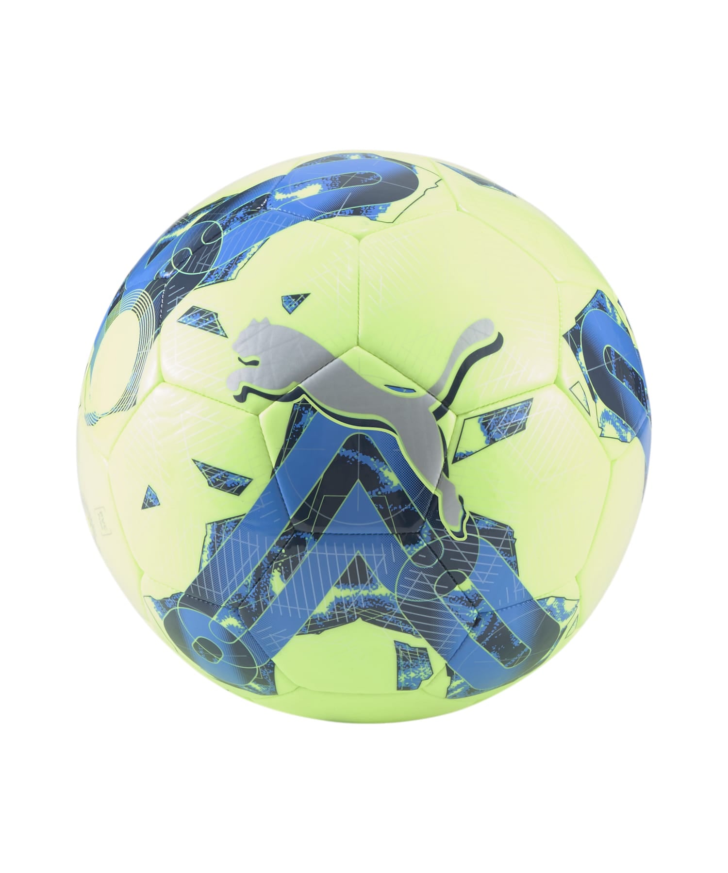 Ballon de foot Puma Orbita 6 MS jaune fluo et bleu, taille 5 (083787-04)