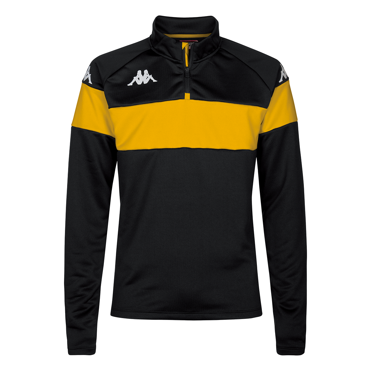 Sweat demi-zip Kappa Dovare — Noir/Jaune — réf. 38111ZW-A15