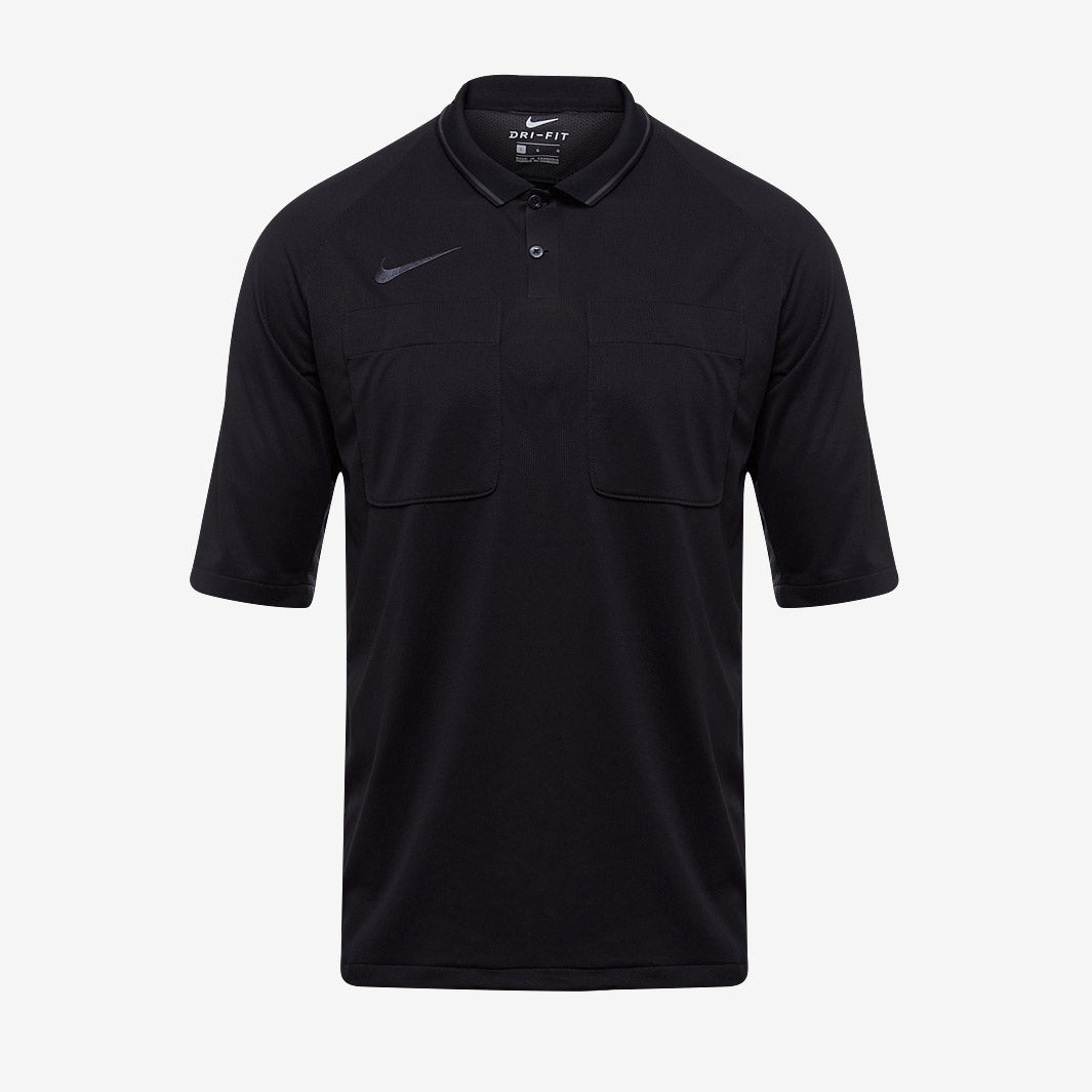 Maillot d’arbitre Nike Dry Referee manches courtes noir (AA0735-010) – vue de face, modèle présenté sans le marquage La Poste
