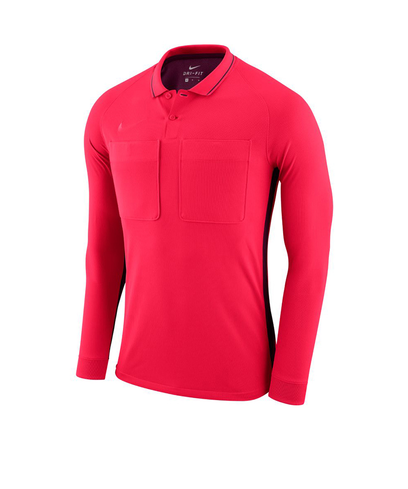 Maillot d’arbitre Nike Dry Referee manches longues framboise (AA0736-653) – vue de face, modèle présenté sans le marquage Coupe de Paris